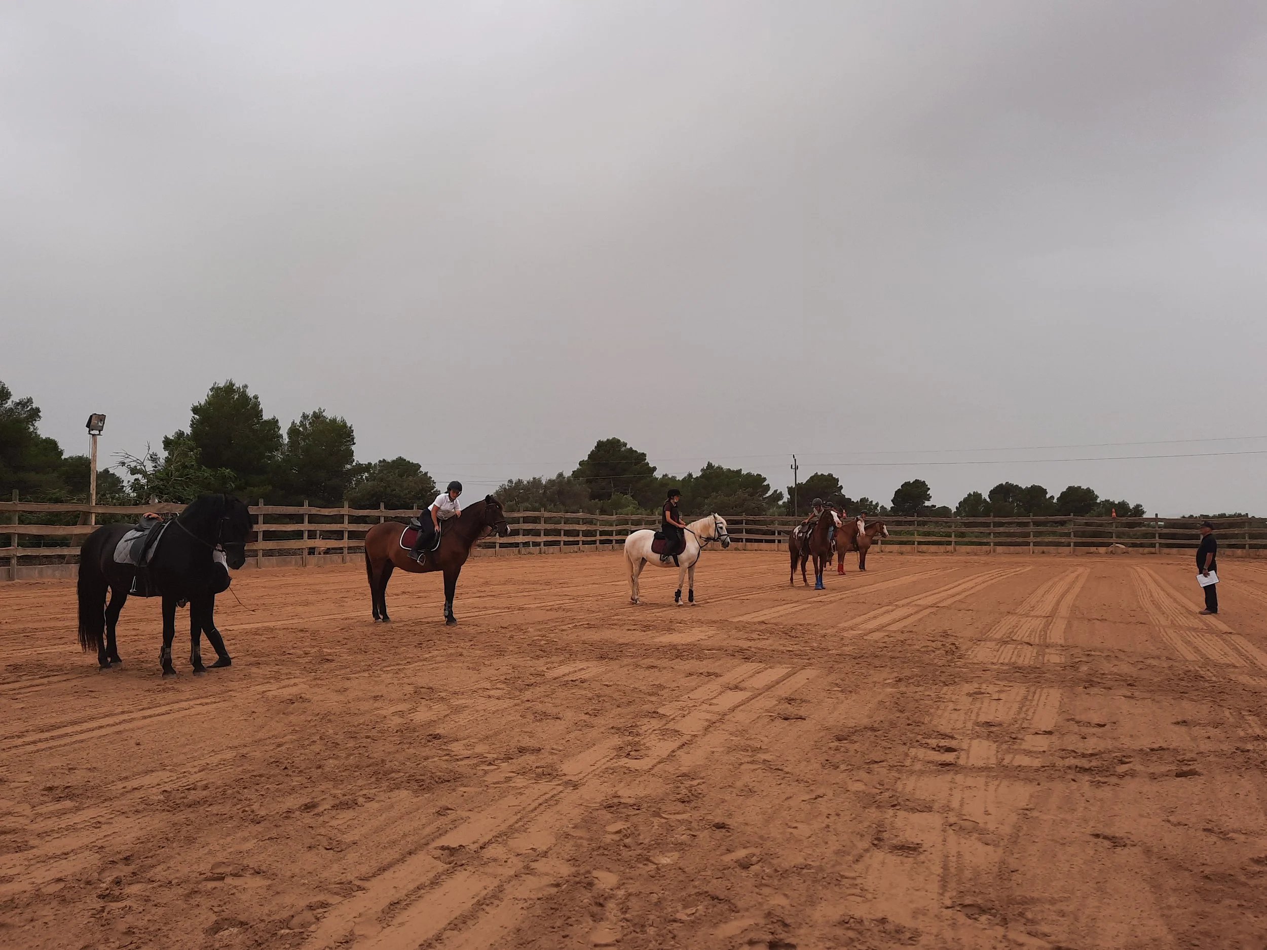 Riders in the large sand arena at Hackner Ranch