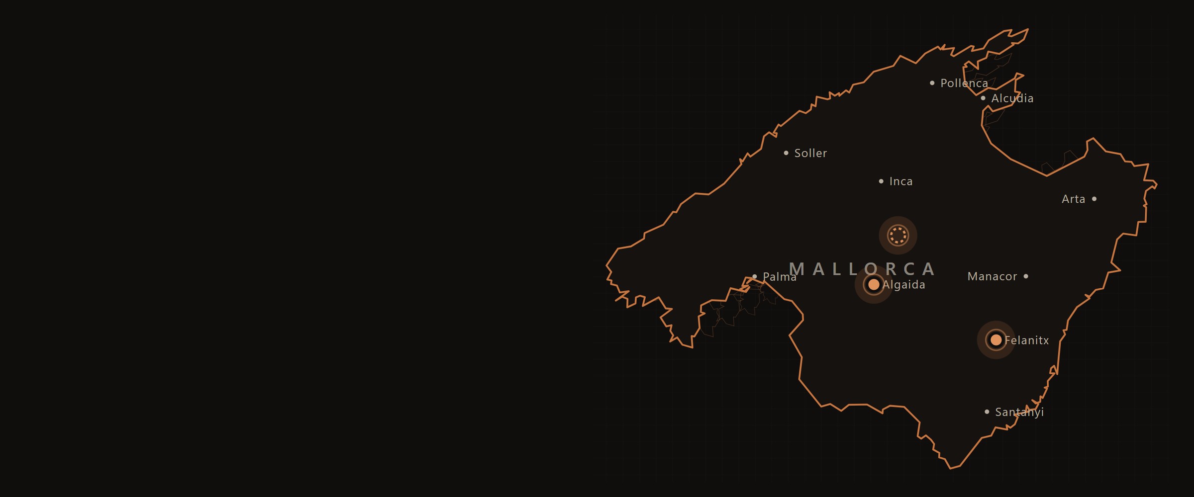 Map of Mallorca with the Mallorca Hub profiles